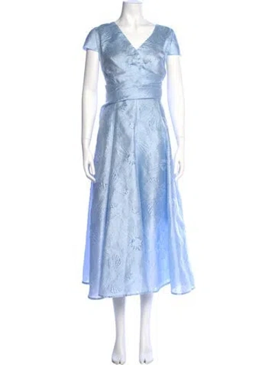 Pre-owned Talbot Runhof V-neck Long Dress In Blue