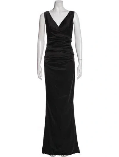Pre-owned Talbot Runhof V-neck Long Dress In Blue
