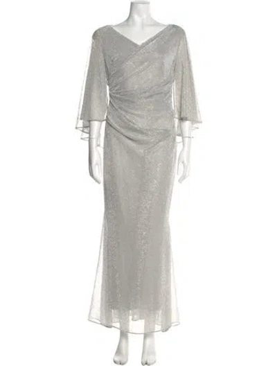 Pre-owned Talbot Runhof V-neck Long Dress In Gray