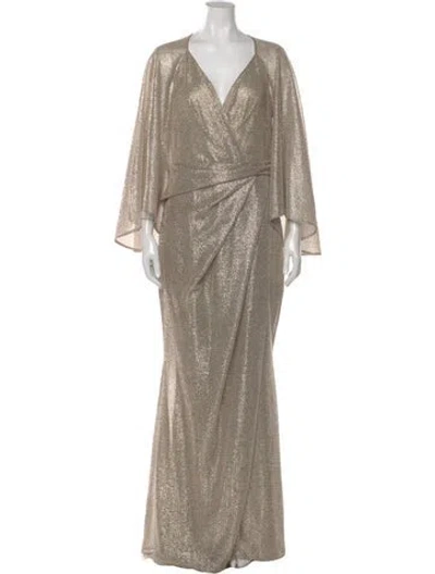 Pre-owned Talbot Runhof V-neck Long Dress In Neutral