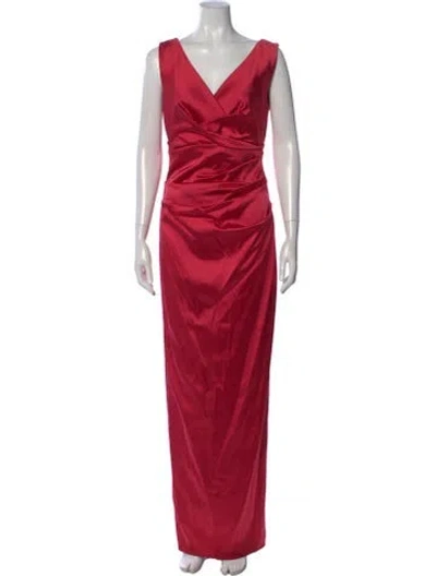 Pre-owned Talbot Runhof V-neck Long Dress In Pink