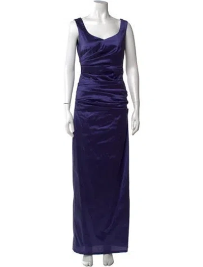 Pre-owned Talbot Runhof V-neck Long Dress In Purple