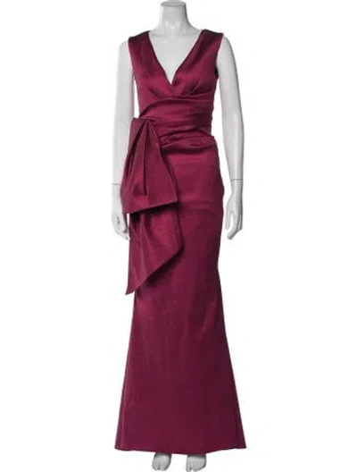 Pre-owned Talbot Runhof V-neck Long Dress In Purple