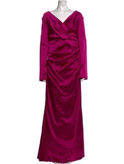 Pre-owned Talbot Runhof V-neck Long Dress W/ Tags In Pink