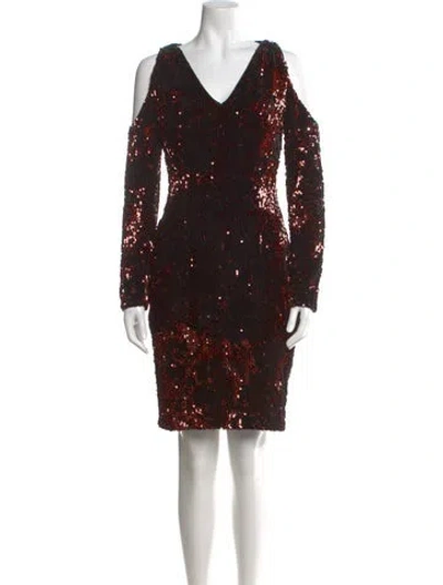 Pre-owned Talbot Runhof V-neck Mini Dress In Black