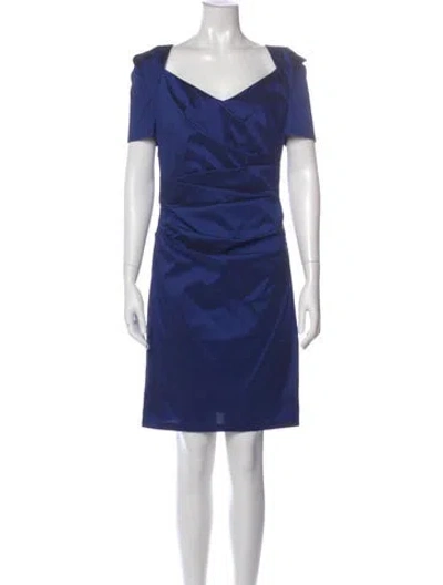 Pre-owned Talbot Runhof V-neck Mini Dress In Blue