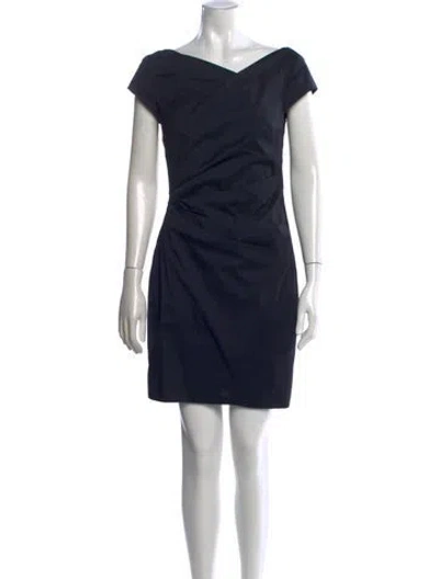 Pre-owned Talbot Runhof V-neck Mini Dress In Blue