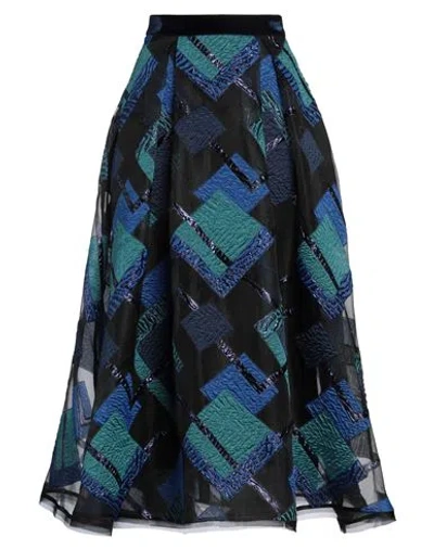 Talbot Runhof Woman Maxi Skirt Midnight Blue Size 12 Polyester, Lurex