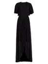 TALBOT RUNHOF WOMEN'S CAPELET-SLEEVE STRETCH TULLE GOWN