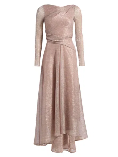 Talbot Runhof Women's Metallic Voile Boatneck Gown In Neutral