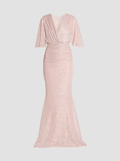 Talbot Runhof Women's Metallic Voile Gathered Gown In Marble