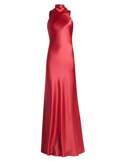 Talbot Runhof Women's Paneled Satin Gown In Red