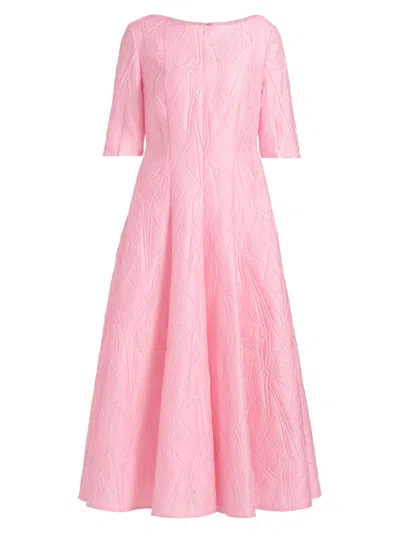 Talbot Runhof Women's Textured Jacqaurd Tea-length Cocktail Dress In Pink