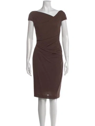 Pre-owned Talbot Runhof Wool Knee-length Dress In Brown