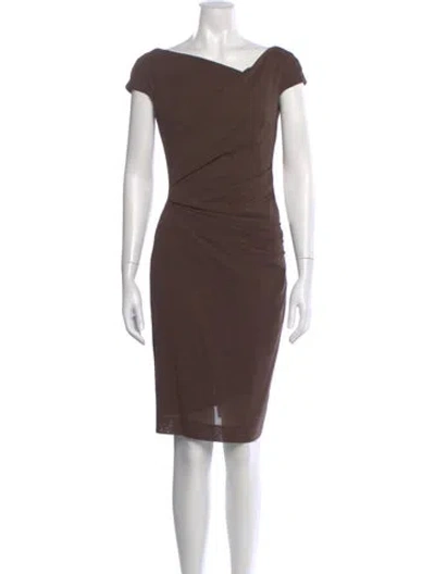 Pre-owned Talbot Runhof Wool Knee-length Dress In Brown