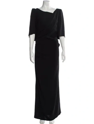 Pre-owned Talbot Runhof Wool Long Dress In Black