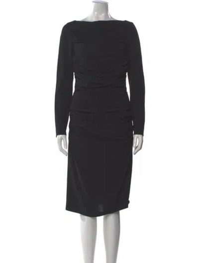 Pre-owned Talbot Runhof Wool Midi Length Dress In Gray