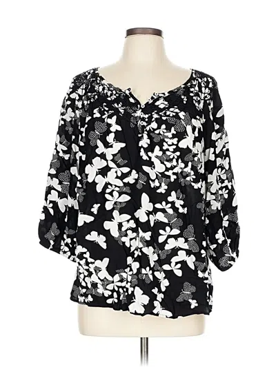 Pre-owned Talbots 3/4 Sleeve Blouse In Black