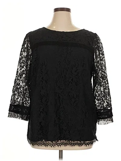 Pre-owned Talbots 3/4 Sleeve Blouse In Black