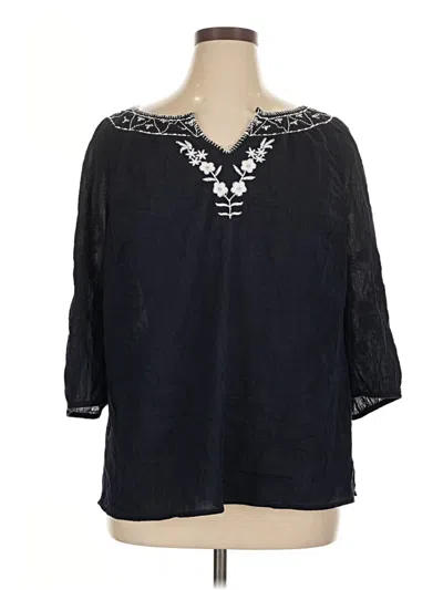 Pre-owned Talbots 3/4 Sleeve Blouse In Black
