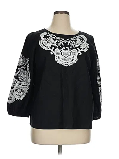Pre-owned Talbots 3/4 Sleeve Blouse In Black