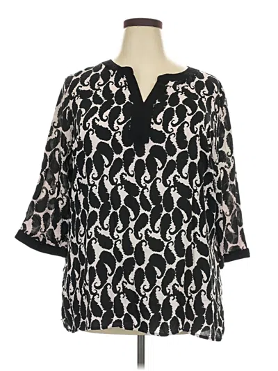 Pre-owned Talbots 3/4 Sleeve Blouse In Black