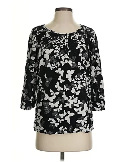 Pre-owned Talbots 3/4 Sleeve Blouse In Black