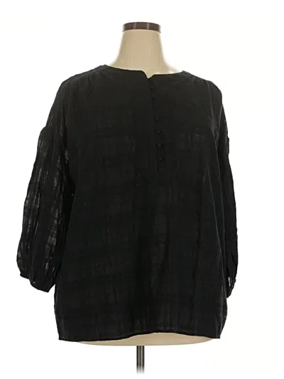 Talbots 3/4 Sleeve Blouse In Black