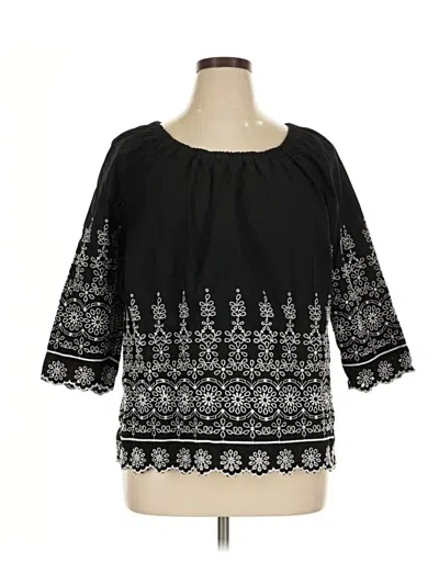 Pre-owned Talbots 3/4 Sleeve Blouse In Black