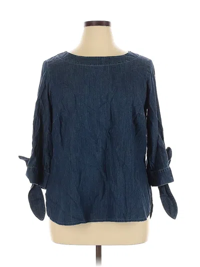 Pre-owned Talbots 3/4 Sleeve Blouse In Blue
