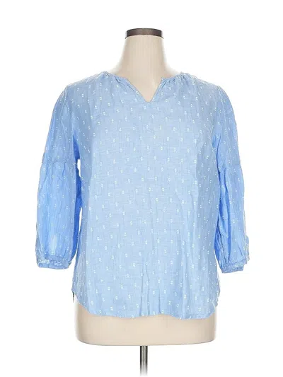 Pre-owned Talbots 3/4 Sleeve Blouse In Blue