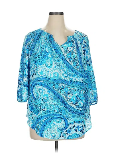 Pre-owned Talbots 3/4 Sleeve Blouse In Blue