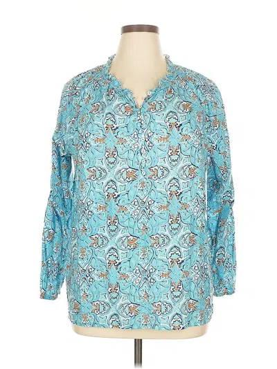 Pre-owned Talbots 3/4 Sleeve Blouse In Blue