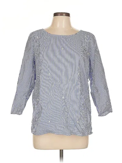 Pre-owned Talbots 3/4 Sleeve Blouse In Blue