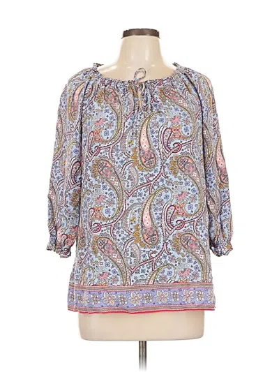 Pre-owned Talbots 3/4 Sleeve Blouse In Blue