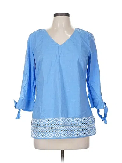 Pre-owned Talbots 3/4 Sleeve Blouse In Blue