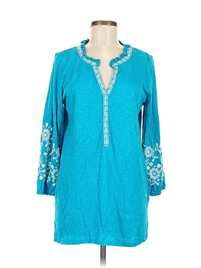 Pre-owned Talbots 3/4 Sleeve Blouse In Blue