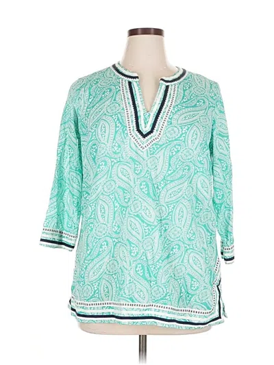 Pre-owned Talbots 3/4 Sleeve Blouse In Blue