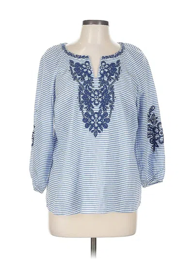 Pre-owned Talbots 3/4 Sleeve Blouse In Blue