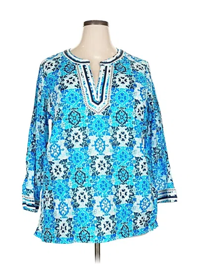 Pre-owned Talbots 3/4 Sleeve Blouse In Blue