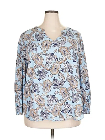 Pre-owned Talbots 3/4 Sleeve Blouse In Blue