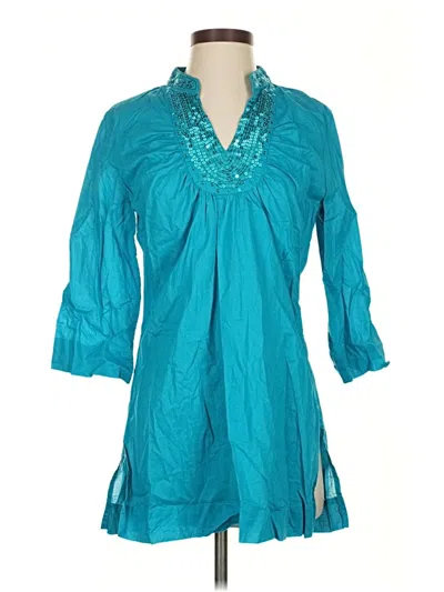 Pre-owned Talbots 3/4 Sleeve Blouse In Blue