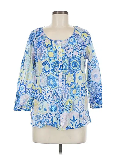 Pre-owned Talbots 3/4 Sleeve Blouse In Blue