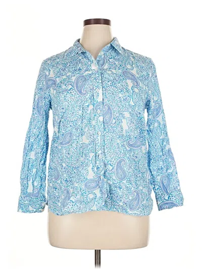 Pre-owned Talbots 3/4 Sleeve Blouse In Blue