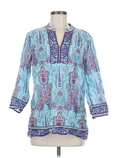 Pre-owned Talbots 3/4 Sleeve Blouse In Blue