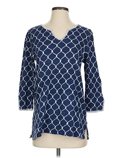 Pre-owned Talbots 3/4 Sleeve Blouse In Blue
