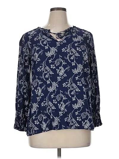 Pre-owned Talbots 3/4 Sleeve Blouse In Blue