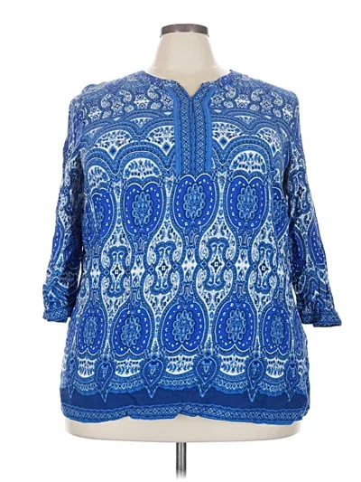 Pre-owned Talbots 3/4 Sleeve Blouse In Blue