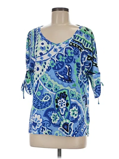 Pre-owned Talbots 3/4 Sleeve Blouse In Blue