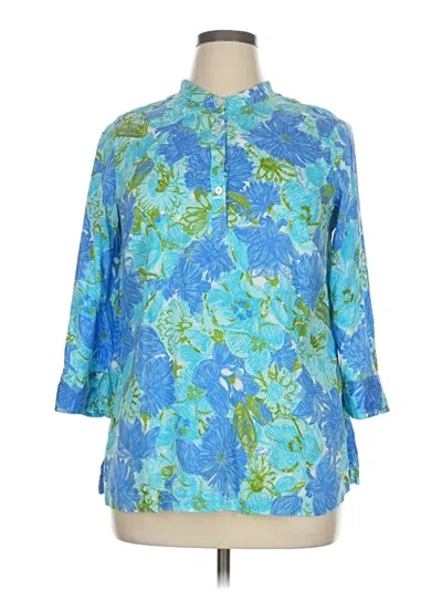 Pre-owned Talbots 3/4 Sleeve Blouse In Blue